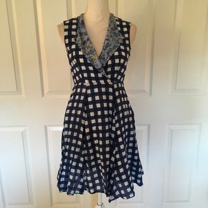 Marc Jacobs gingham plaid floral collar dress Sz4